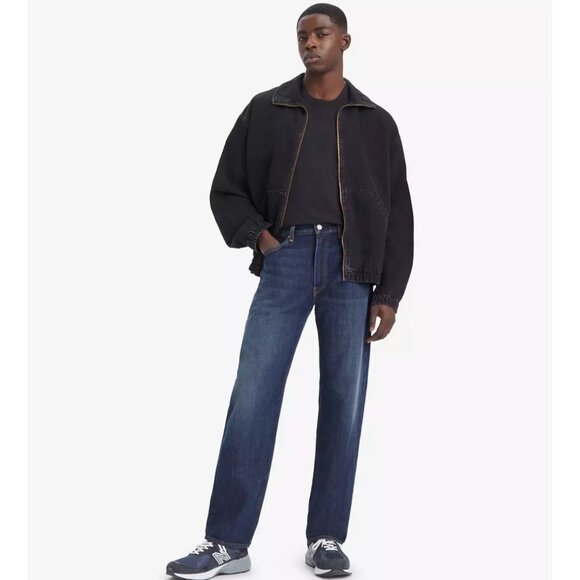 Levi's Men's 34x30 Premium 555 Relaxed Straight Dark Wash Up The Score